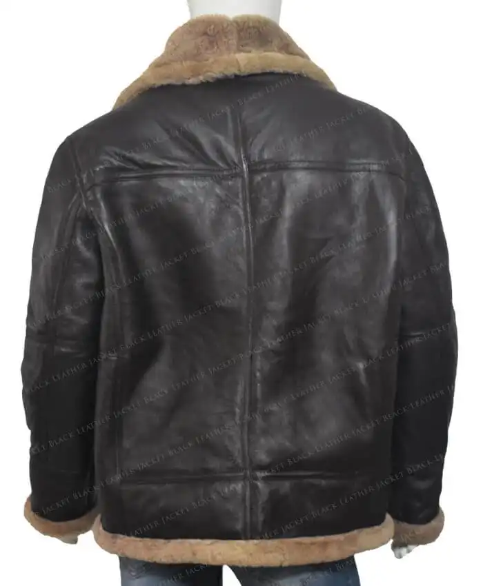 Austin Dark Brown B3 Aviator Sheepskin Jacket - Image 3