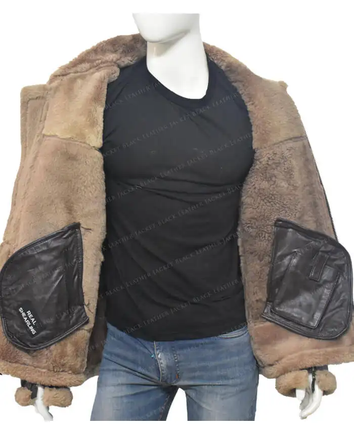 Austin Dark Brown B3 Aviator Sheepskin Jacket - Image 2