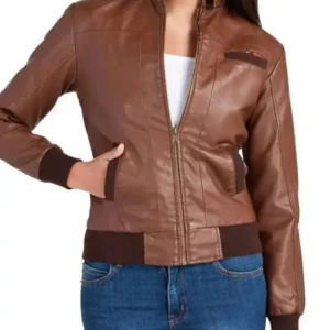 Bendy Women Bomber Leather Jacket