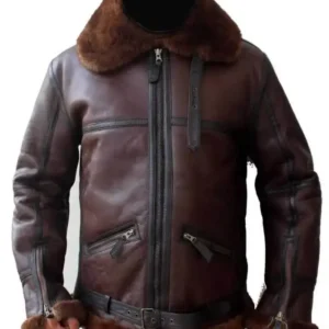 Bennett Reddish Sheepskin Fur Leather Jacket