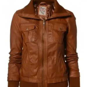 Super Mekway Women Bomber Leather Jacket