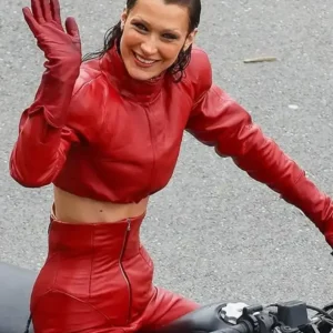 The Beauty Bella Hadid Cropped Red Jacket Front