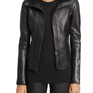 Women Classic Leather Jacket Nina