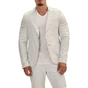classic two button leather blazer white 1