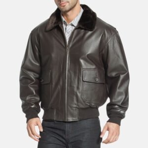 dark brown fur collar aviator leather bomber jacket men 3cad131d a3ca 4b5b 94f1 7b1d4c08271f