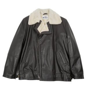 Frostlane Shearling Collar Leather Jacket for Men