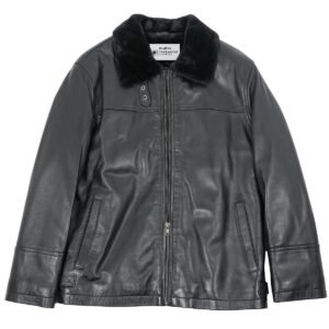Frostvale Shearling-Collar Leather Jacket