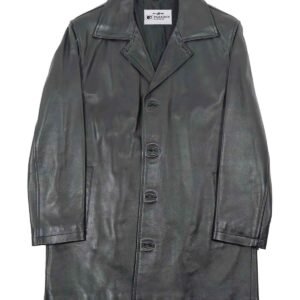 Midnox Classic Leather Long Coat for Men