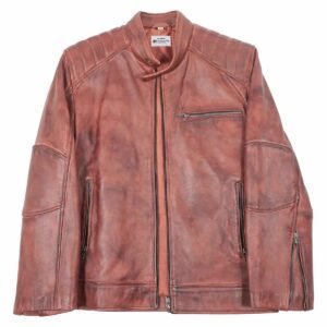 Virexon Stand-Collar Leather Jacket for Men