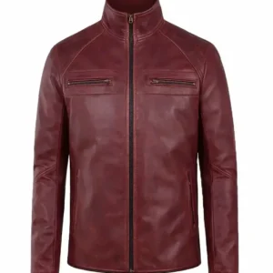 Burgundy Motorcycle Leather Jacket
