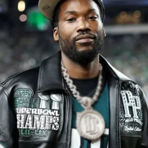 Buy Meek Mill Philadelphia Eagles Black Leather Jacket for Unisex