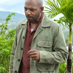 Don Gilet TV Series Death in Paradise S15 DI Mervin Wilson Green Cotton Jacket
