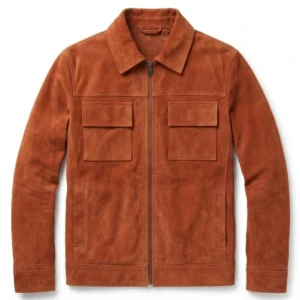 Men Brown Suede Trucker Jacket