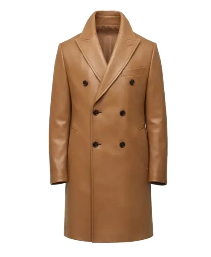 Men Double Breasted Brown Overcoat
