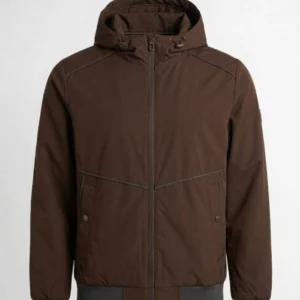 Mens Brown Hooded Parachute Jacket