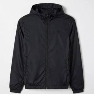 Mens Hooded Black Parachute Jacket