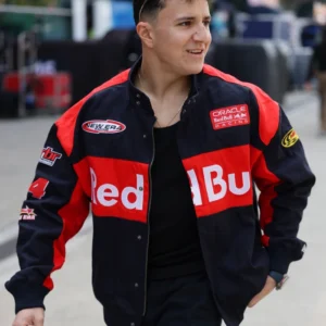 New Era Oracle X Red Bull Racing Team Isack Hadjar Red and Black Motorsport Jacket