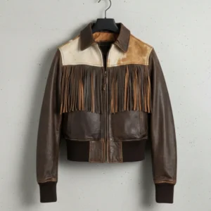 Rodeo Western Womens Lattie Brown Fringe Leather Jacket