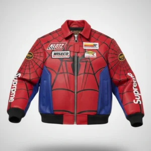 Vanson Leather x Supreme Spider Man SS26 Red Bomber Leather Jacket