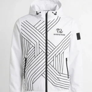White Printed Parachute Jacket for mens