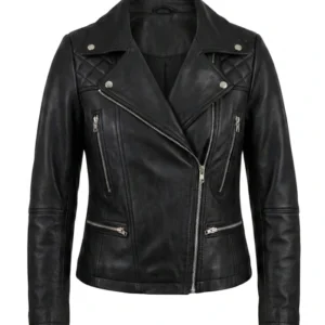 Women Biker Asymmetrical Black Leather Jacket