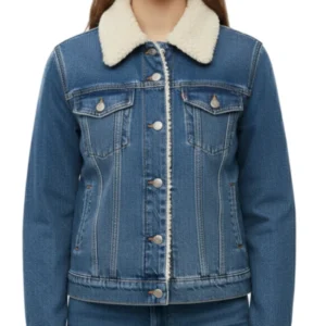Womens Blizzara Flap Pockets Shearling Denim Jacket