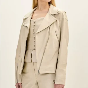 Womens Stylish Asymmetrical Biker Leather Jacket Main