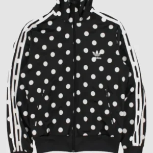 Adidas White Polka Dot Black Track Jacket