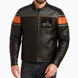 Cafe Racer USA Flag Biker Leather Jacket