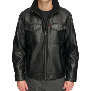 Men's Classic Black Harrington Leather Jacket