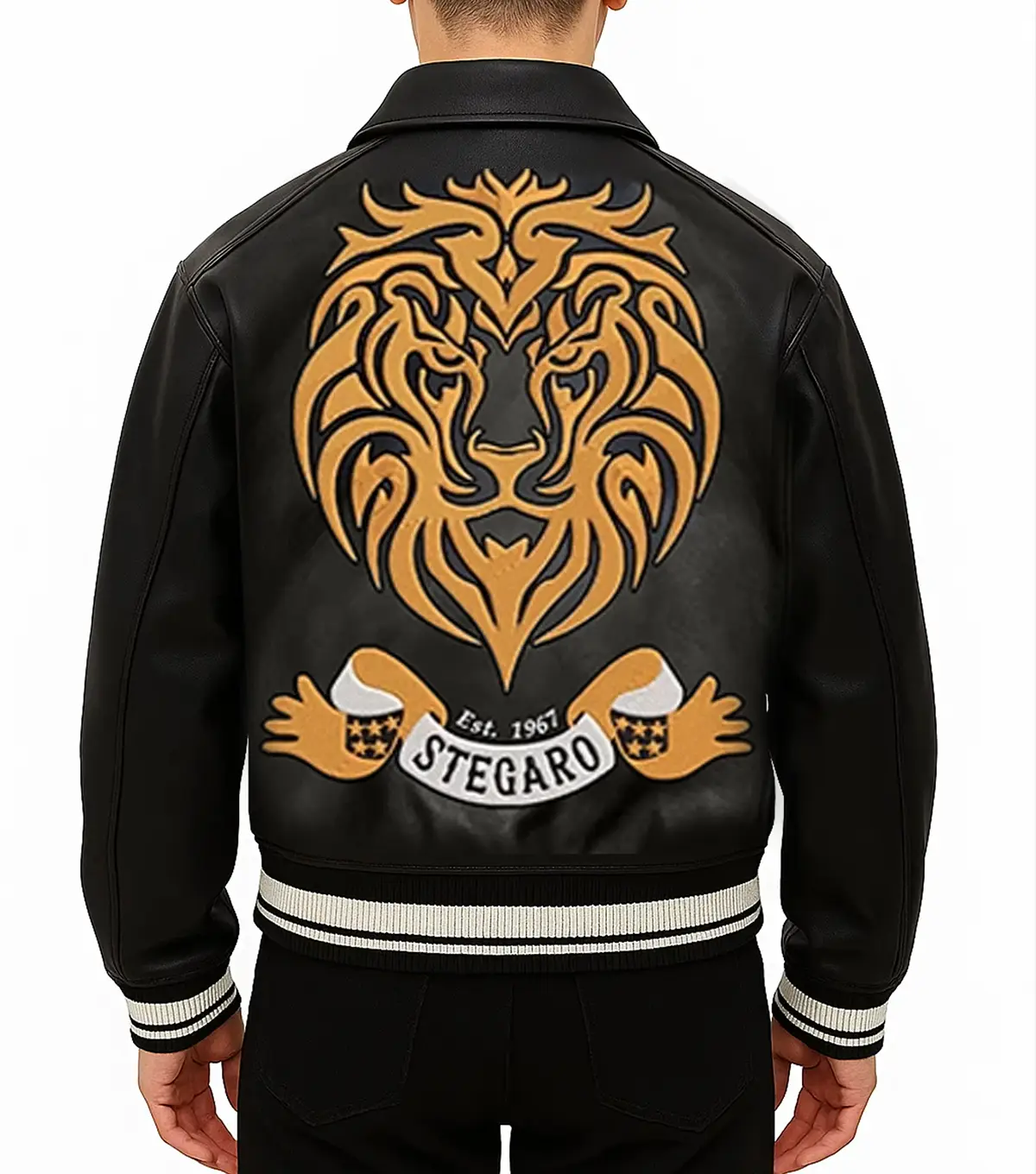 Gold Lion Leather Jacket - Image 2