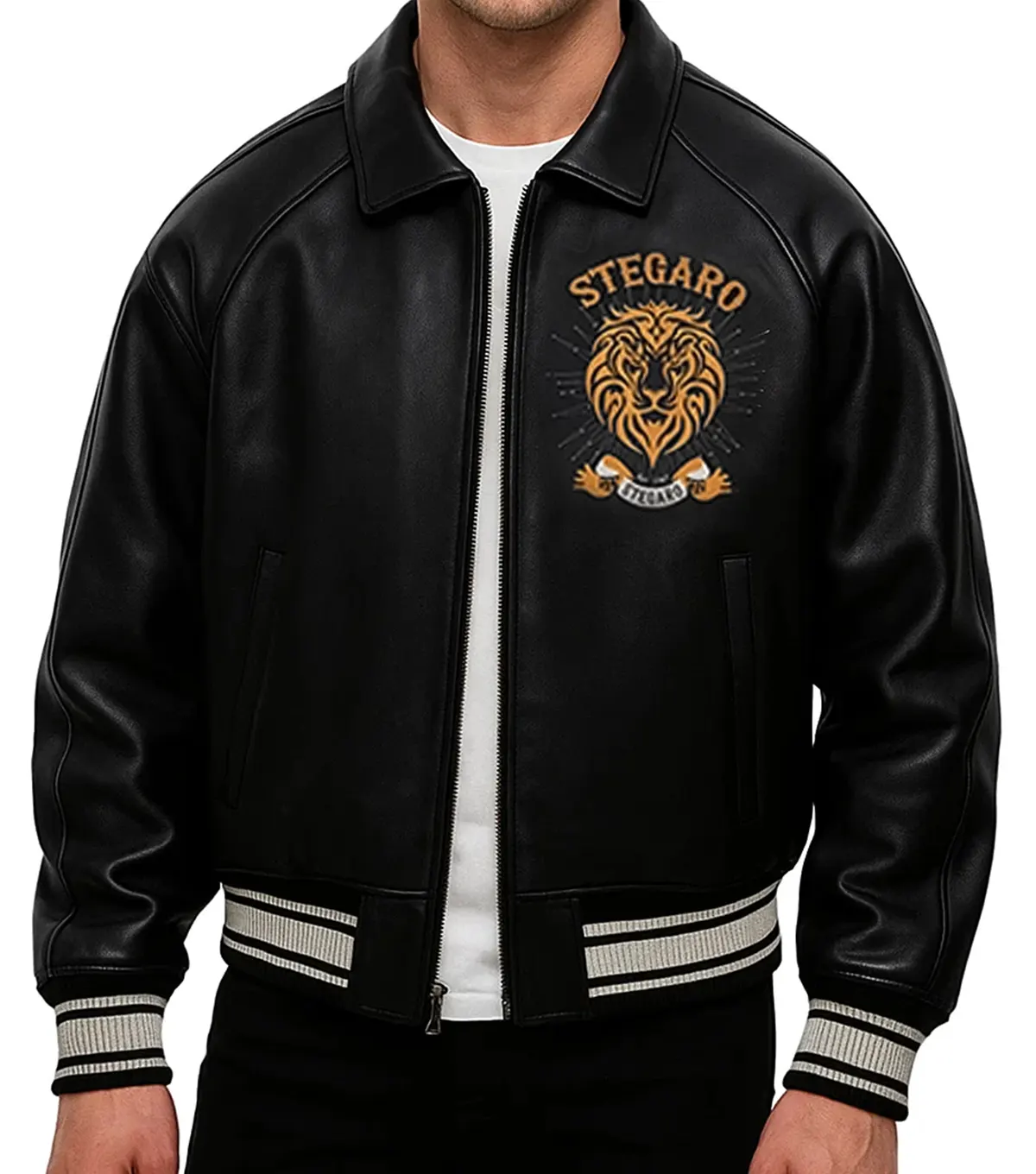 Gold Lion Leather Jacket
