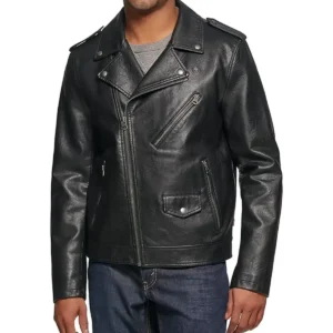 Men's Biker Style Classic Black Leather Jacket