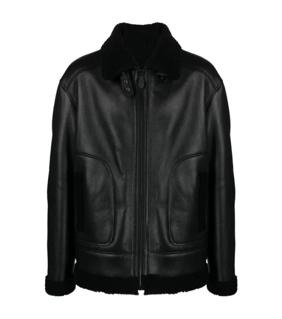 Men's Black B3 Sheepskin Jacket with Skull Print