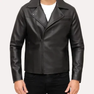 Men's Black Leather Moto Jacket