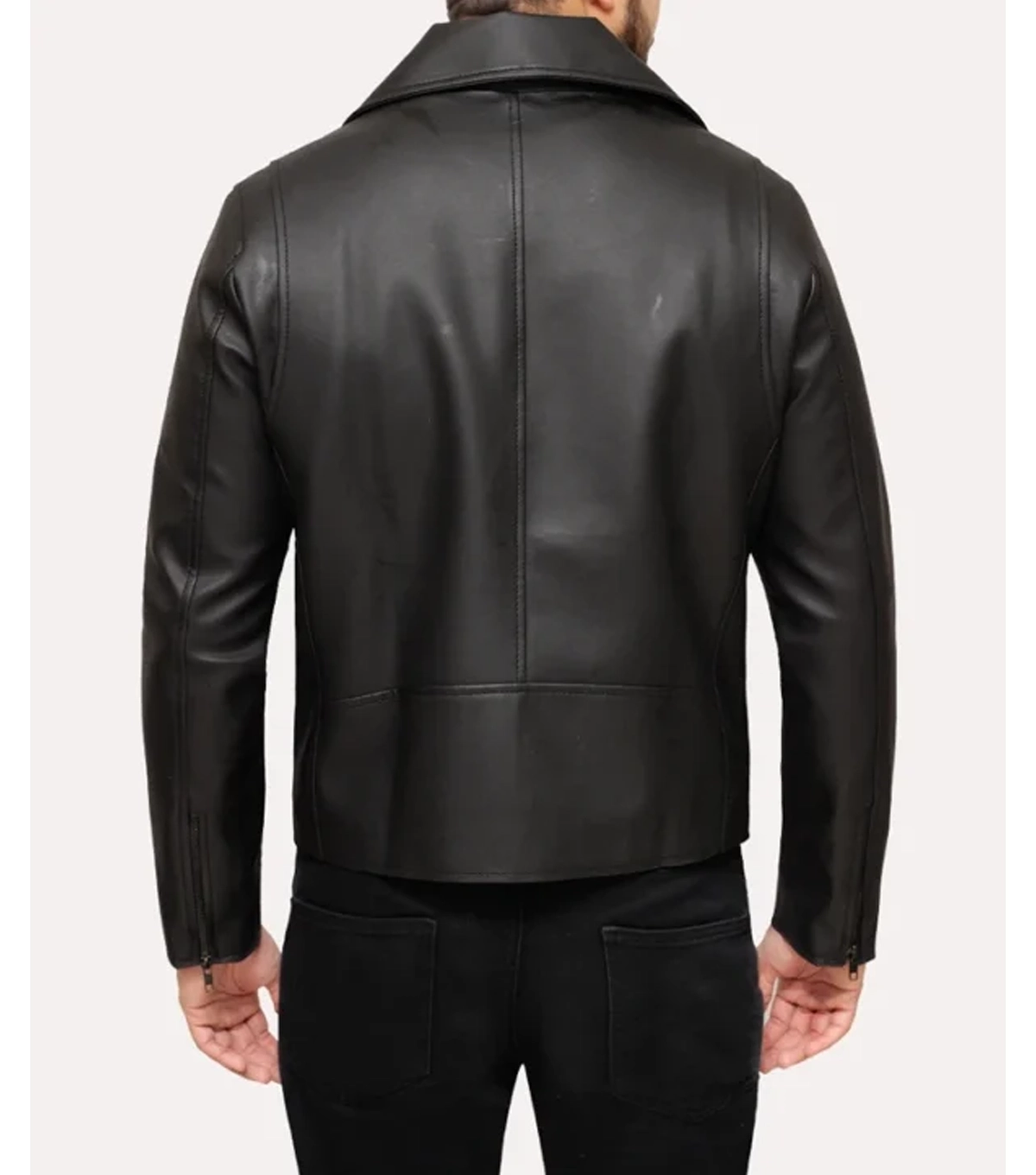 Men's Black Leather Moto Jacket - Image 5