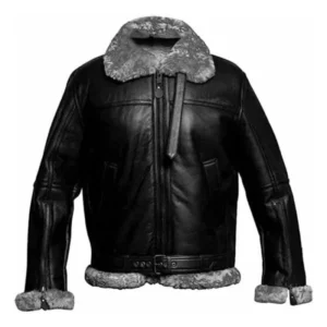 Men's Black RAF B3 Bomber Sheepskin Leather Jacket