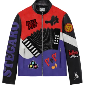 Beatles Music Fusion Multicolor Real Leather Jacket