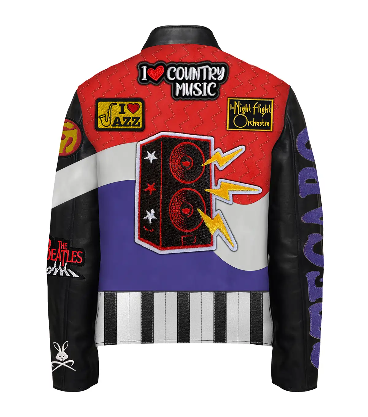 Beatles Music Fusion Multicolor Real Leather Jacket - Image 2