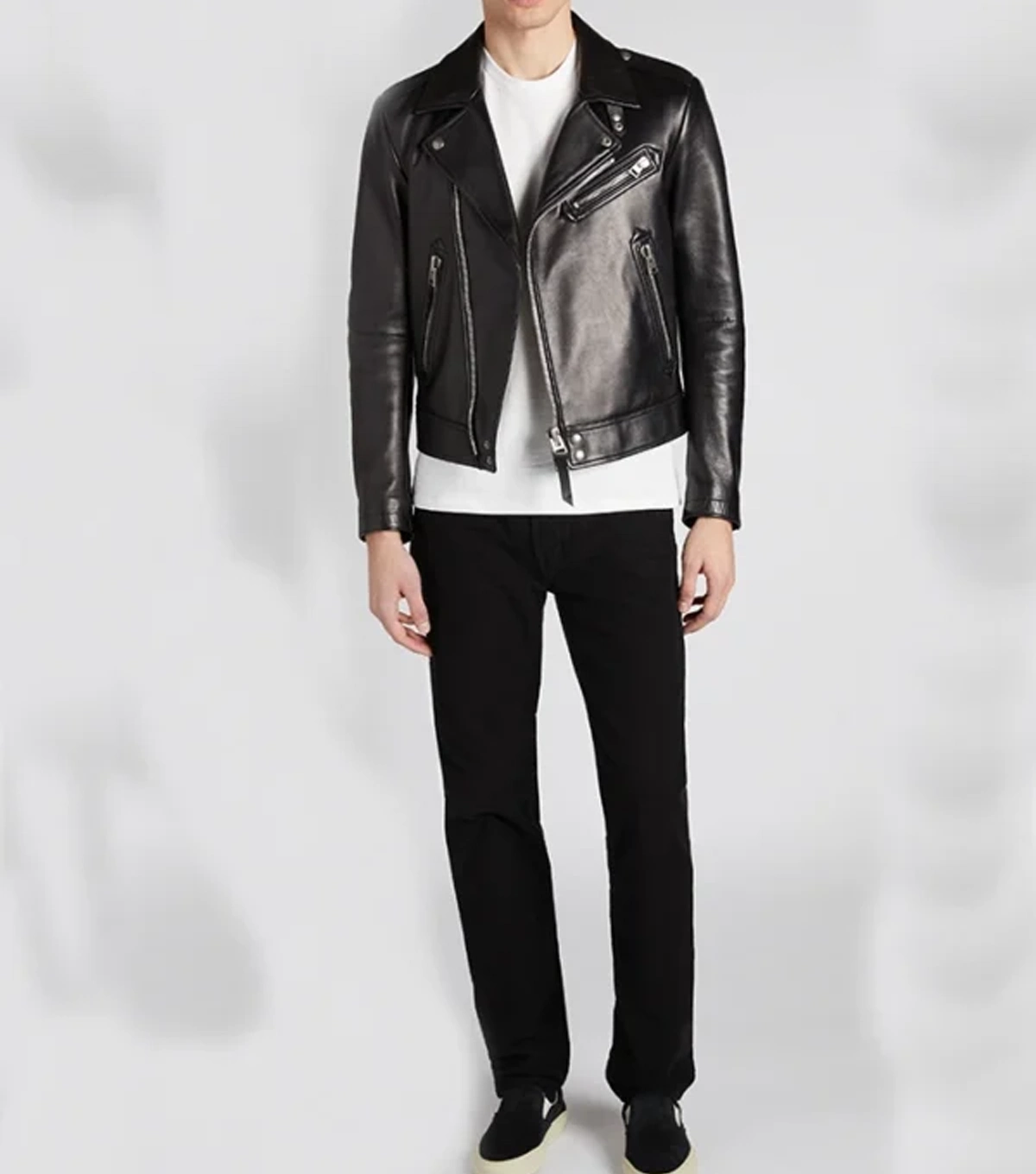 Mens Premium Leather Black Biker Jacket - Image 4