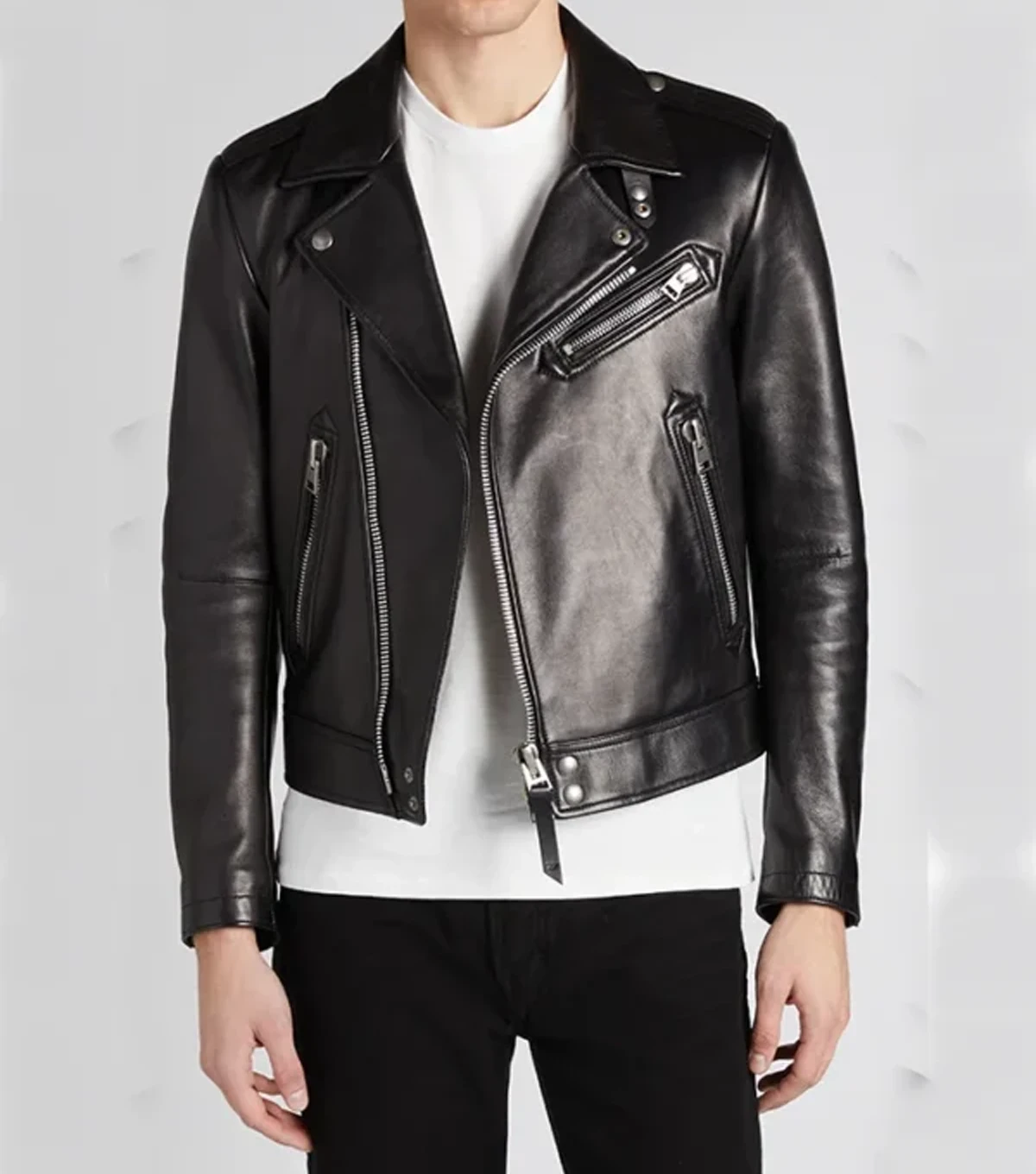 Mens Premium Leather Black Biker Jacket