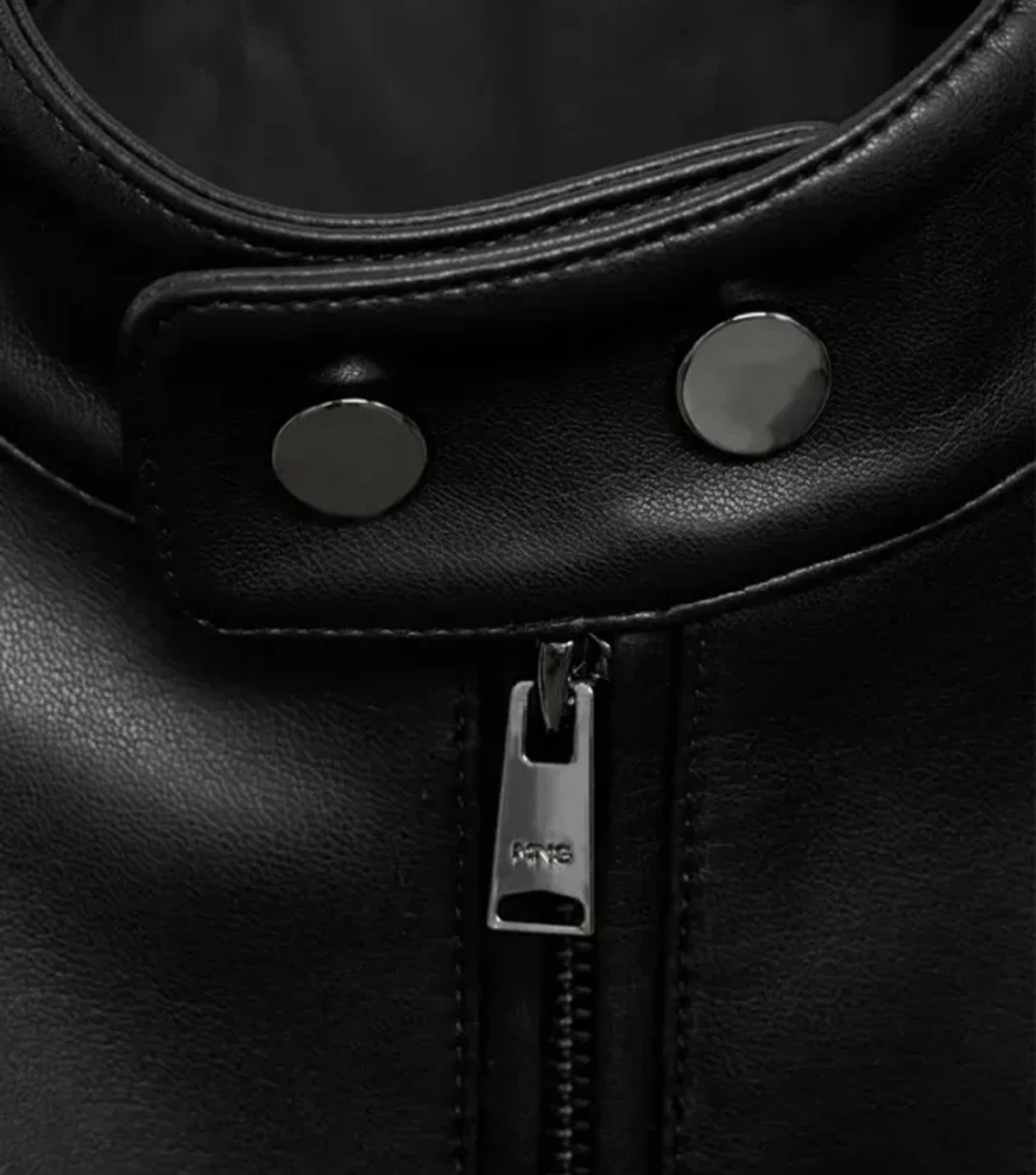Onyx Black Cafe Racer Real Leather Zip-Up Jacket with Erect Collar - Image 6
