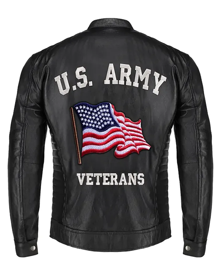 US Army Veterans Leather Jacket - Image 2